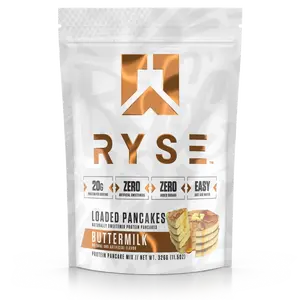 RYSE Loaded Protein Pancake & Waffle Mix - Naturally Sweetened Breakfast with 21g Protein, 3g MCTs & 2g Fiber - No Added Sugar - 6 Servings