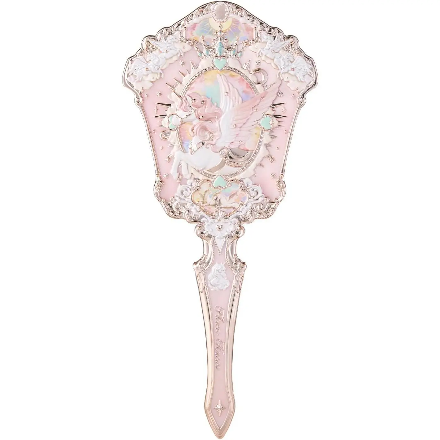 Knight Unicorn Hand Mirror, Pink Fairy-Tale | Vintage-Inspired Makup Mirror with Easy-Grip Handle, Vanity Display and Beauty Gift (Starlight Pink)