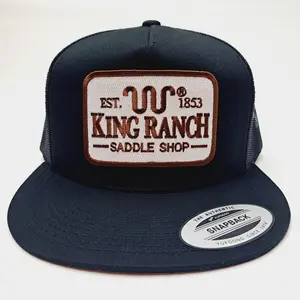 King Ranch Flat Bill Mesh Trucker Snapback Hat Cap Black Embroidered Patch - Perfect Christmas Gift Idea for Men and Women