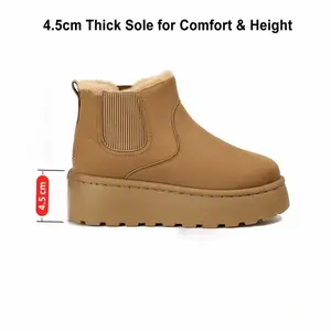 CozyLift Women's Platform Chelsea Ankle Boots 4.5cm Lift Faux Fleece Lined Suede Look Non Slip Winter Boots for Comfort & Height fur boots cowgirl boots