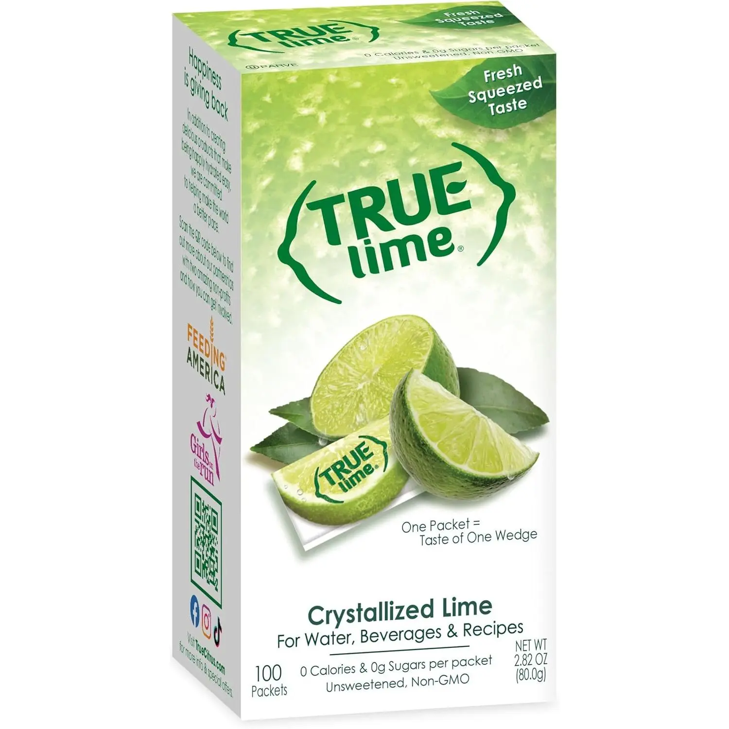 True Lime 100ct (Pack of 1) - Water Enhancer - Bulk Dispenser - 0 Calorie Drink Mix Packets For Water - Sugar Free Lime Flavoring Powder Packets