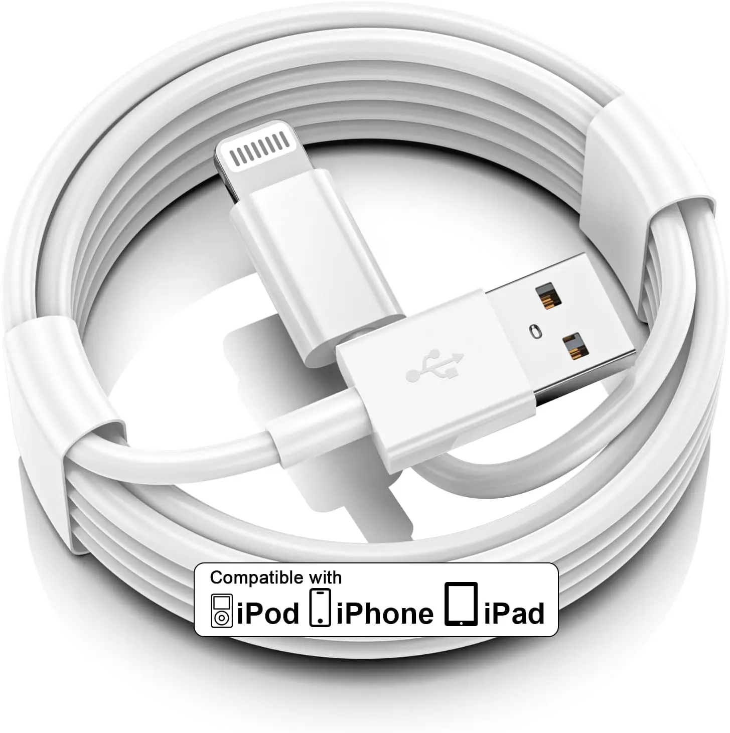 iPhone Carplay Cable, Car Charger Cord, USB A to Lightning Cable Fast Charging & Data Transfer for iPhone 14/13/12/11 Pro Max XR XS X 8 7 6 Plus SE Tangle-Free,3ft White