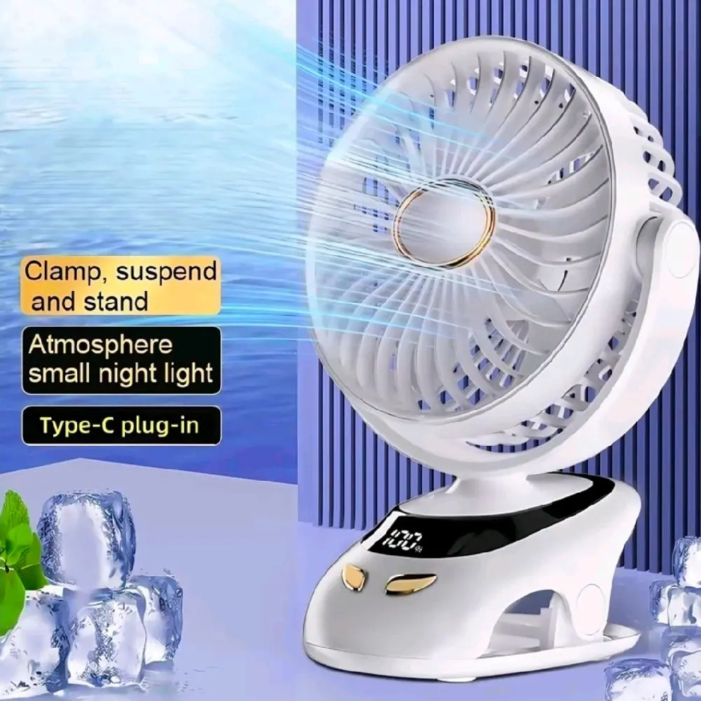 Portable USB Clip-On Desk Fan, Black Household Personal Fan for Home Office, Outdoor Camping Use