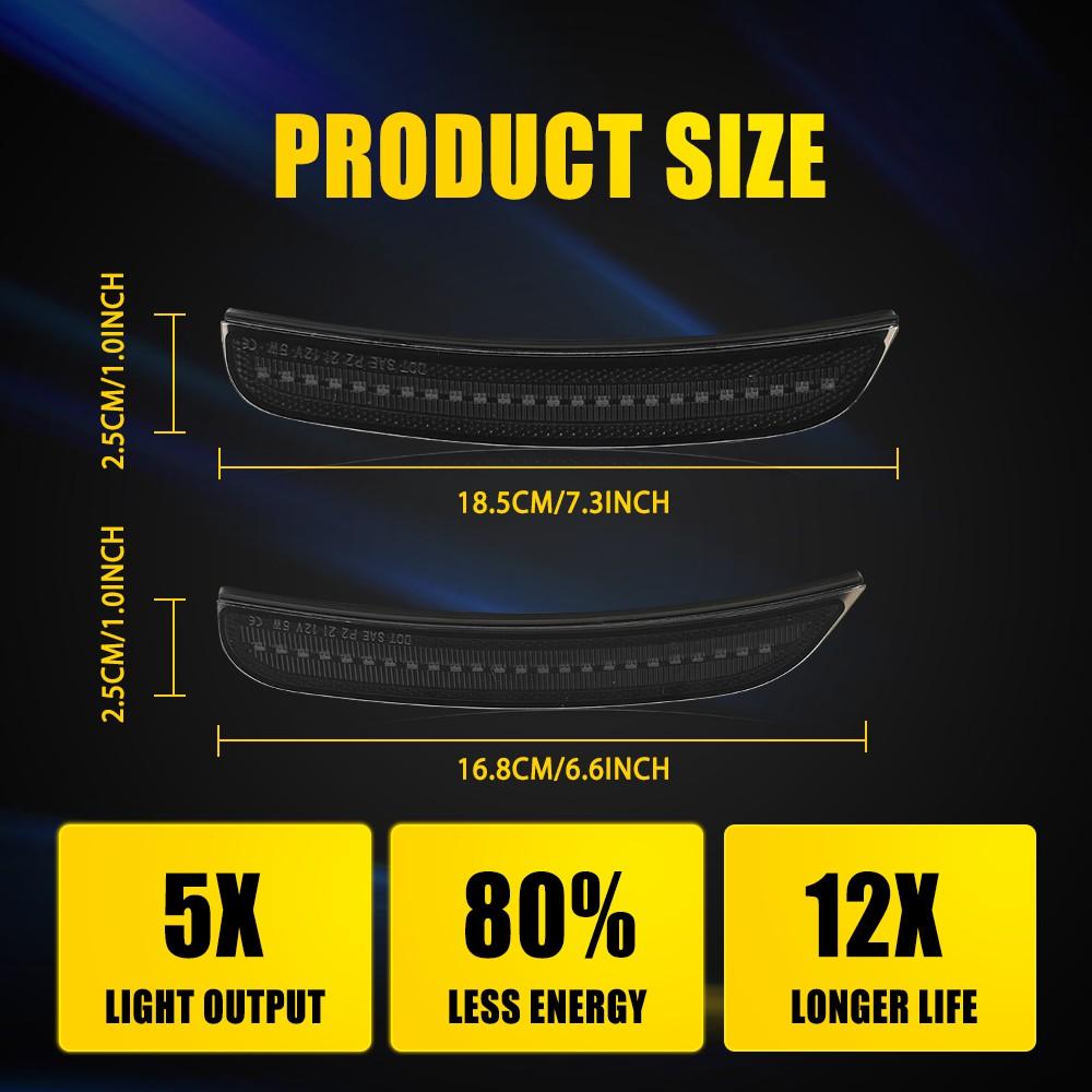 For Dodge Charger 2015-2023 RGB LED Side Marker Lights w/ Remote Control SMOKED4