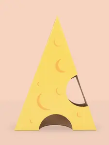 Monster Cheese Wedge Cardboard Cat House