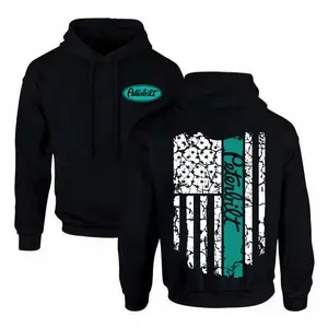 Peterbilt American Flag Hoodie – Distressed Flag Graphic, Blue Stripe Semi Truck Hoodie, Trucker Life Hoodie, Vintage USA Trucker Outfit