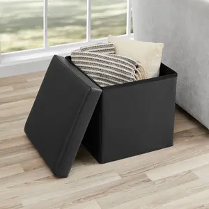 Mainstays Collapsible Storage Ottoman, Black