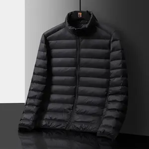 Men's Black Stand Collar Lightweight Puffer Jacket, Slim Packable Warm Winter Coat Men's Black Stand Collar Lightweight Puffer Jacket, Slim Packable Warm Winter Coat