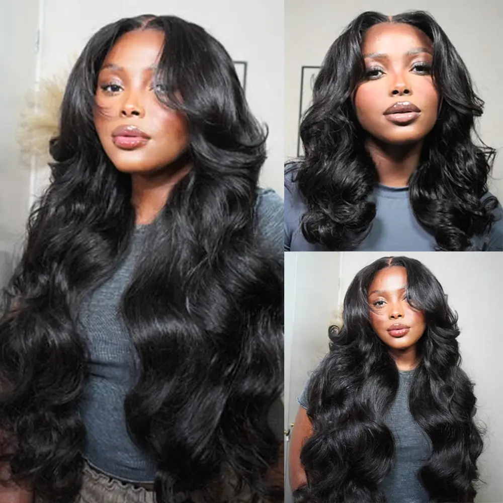 Amanda Hair Glueless Loose Wave Wigs with Curtain Bangs 6x4 Pre-Cut Pre bleached Body wave wig 13x4 Lace Frontal Wig For Women #tiktokshopdealsforyou