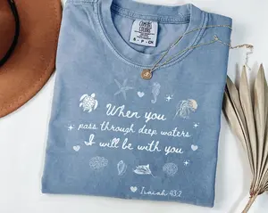 Comfort Colors Christian Ocean Animals T-shirt, Coastal Sea Life Tee, Trendy Beachy Oversized Scripture Shirt, Jesus Bible Verse Gift, Hand Drawn Style Shirt