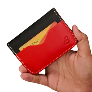 Men’s Handmade Full Grain Leather Wallet Slim wallet  Bifold, Compact and Durable Genuine Leather Card Holder for Everyday Use – Stylish, Fits Front Pocket, Ideal Gift for Him – Black & Red