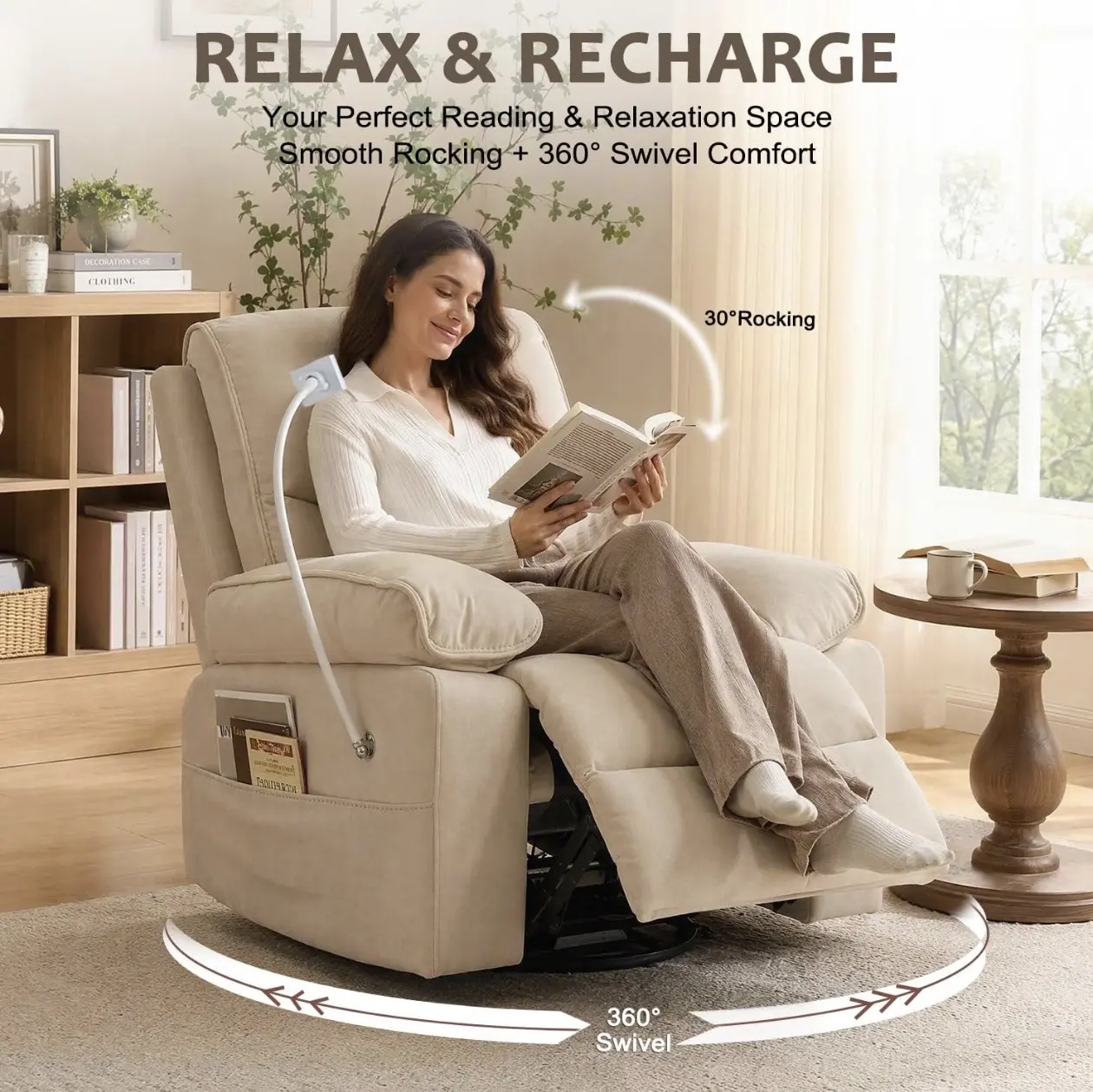 Swivel Rocker Recliner Chair, 360°Swivel Reclining Chair