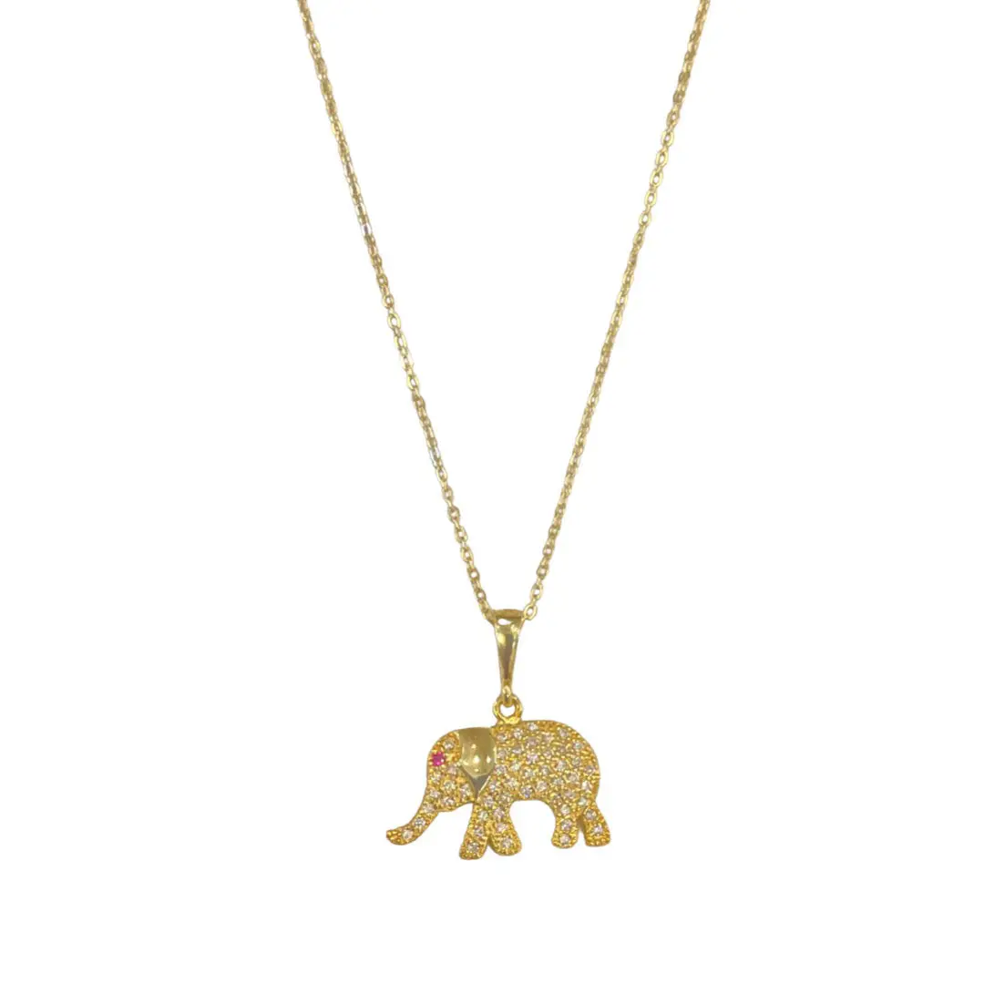 CRYSTAL PINK SAPPHIRE ELEPHANT necklace