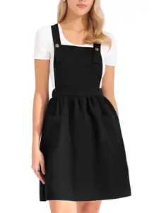 INSPIRE CHIC Pinafore Dress for Women A Line Adjustable Straps Knee Length Suspender Overall Dresses
