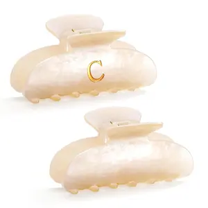 2 count  Initial Hair Clips for Women Non-slip Glitter Letter Claw Clips for Thick Thin Hair Stylish "C"  Hair Claw Teacher Hair Clips Elegant Hair Accessory Girls Large Hair Clip