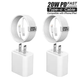 20W PD Fast Charging Charger Set [Apple MFi Certified], 2pcs Type-C Charger Block With USB-C for Lightning Cable, 12W Charger Cable for iPhone iPad AirPods, Super Fast Charger