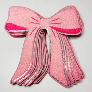 9.5 x 10” Coquette Pink Bow - Chenille Patch 9.5 x 10” Coquette Pink Bow - Chenille Patch