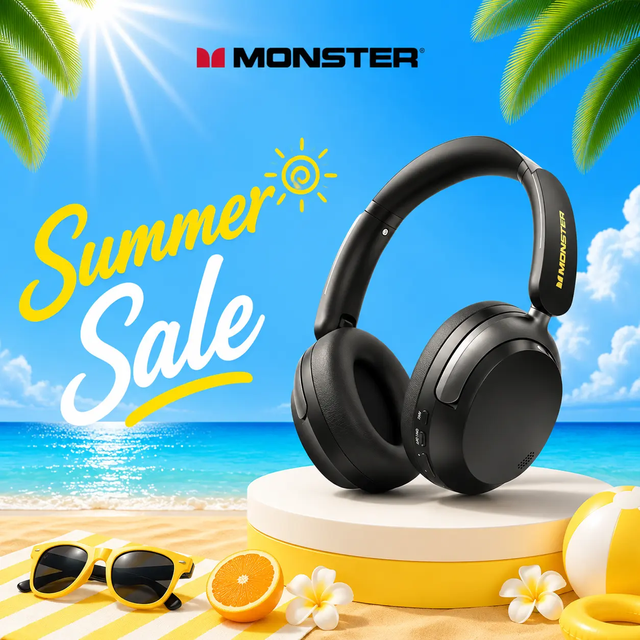 Monster Persona 3rd ANC Wireless Over-Ear Headphones, Bluetooth 6.0, 165H Battery Life, Foldable & Dual Device, 40mm Drivers, 5-Mic ENC, Headphones for Travel, Gaming & Work - Deals For You Days - SummerWins - DealsForYouDays