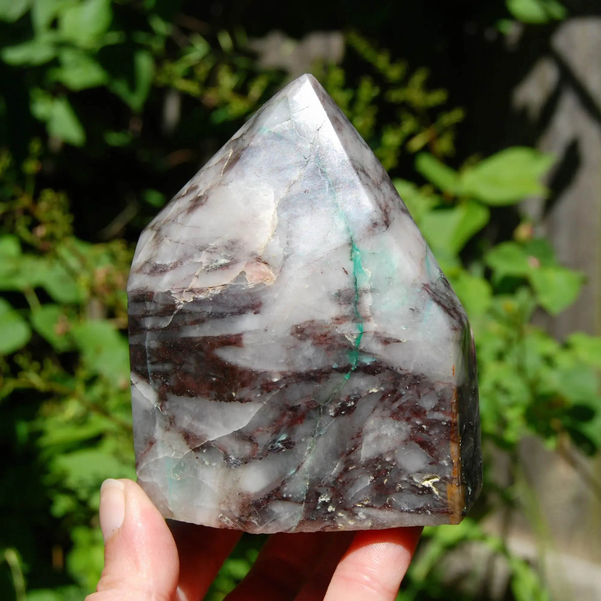 4in 1.5LB Large Ajoite Malachite Quartz Crystal Freeform Tower, Phoenix Stone Messina Mine