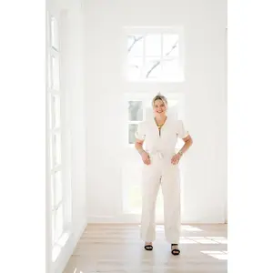 My Pleasure Cream Denim Jumpsuit