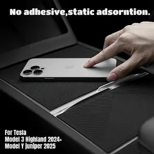 Tesla Center Console Silicone Wrap Kit for Model 3 Highland 2024-2025 & Model Y Juniper 2025 2026 & Model 3 (2021-2023) & Model Y (2021-2024) No Adhesive Electrostatic Adsorption Cover