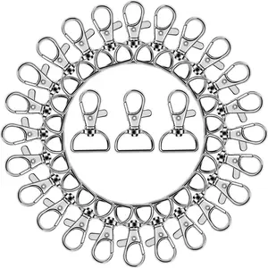 50 count Swivel Clasps Lanyard Snap Hooks,  Key Chain Clip Hook Lobster Claw Clasp for  Sewing Projects (3/4"Inside Width) ()