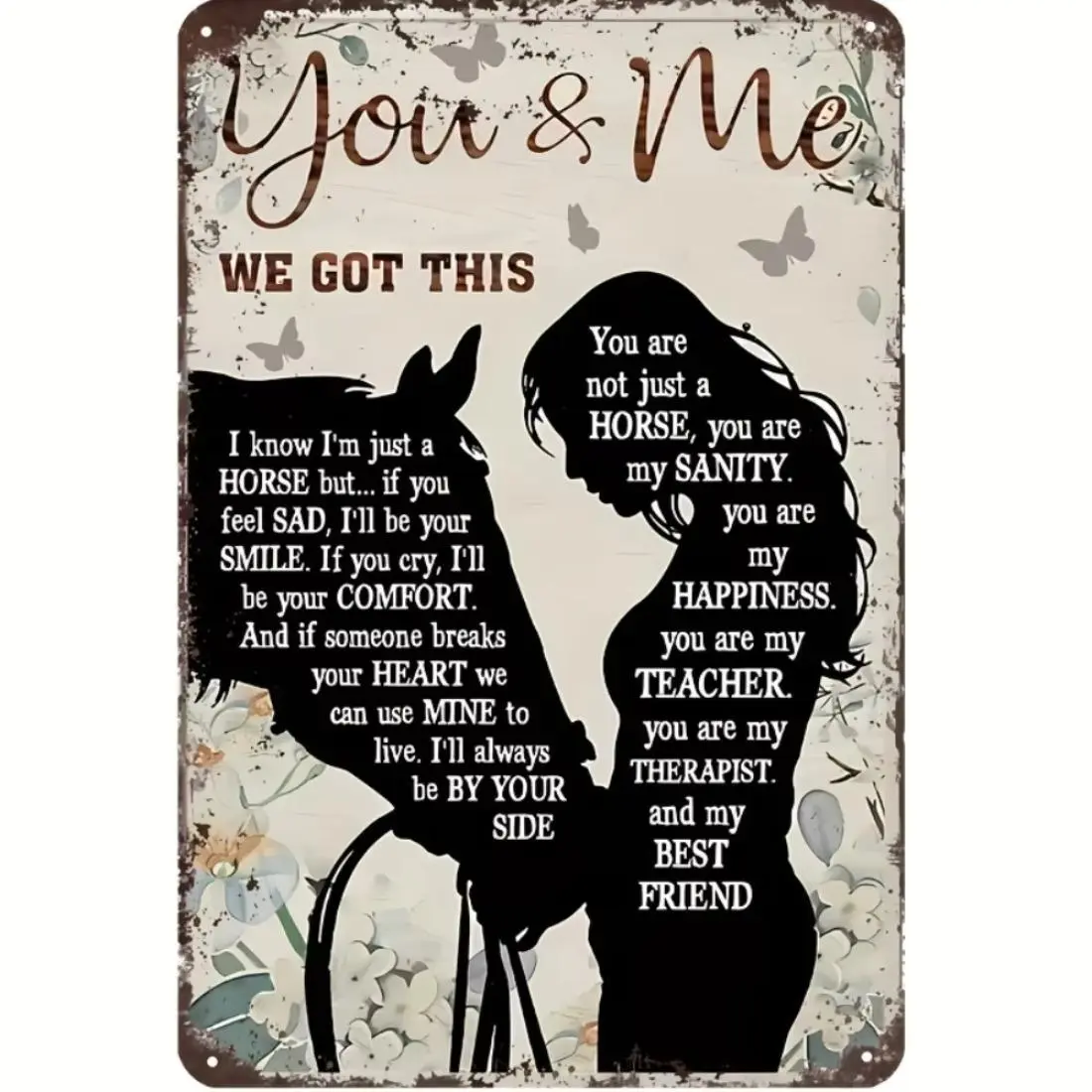 Horse & Letter Pattern Metal Sign, Rustic Design, Wall Decoration, Farmhouse Decor, Bathroom Decor, Bar Decor, Garden Decor, Wall Art Sign