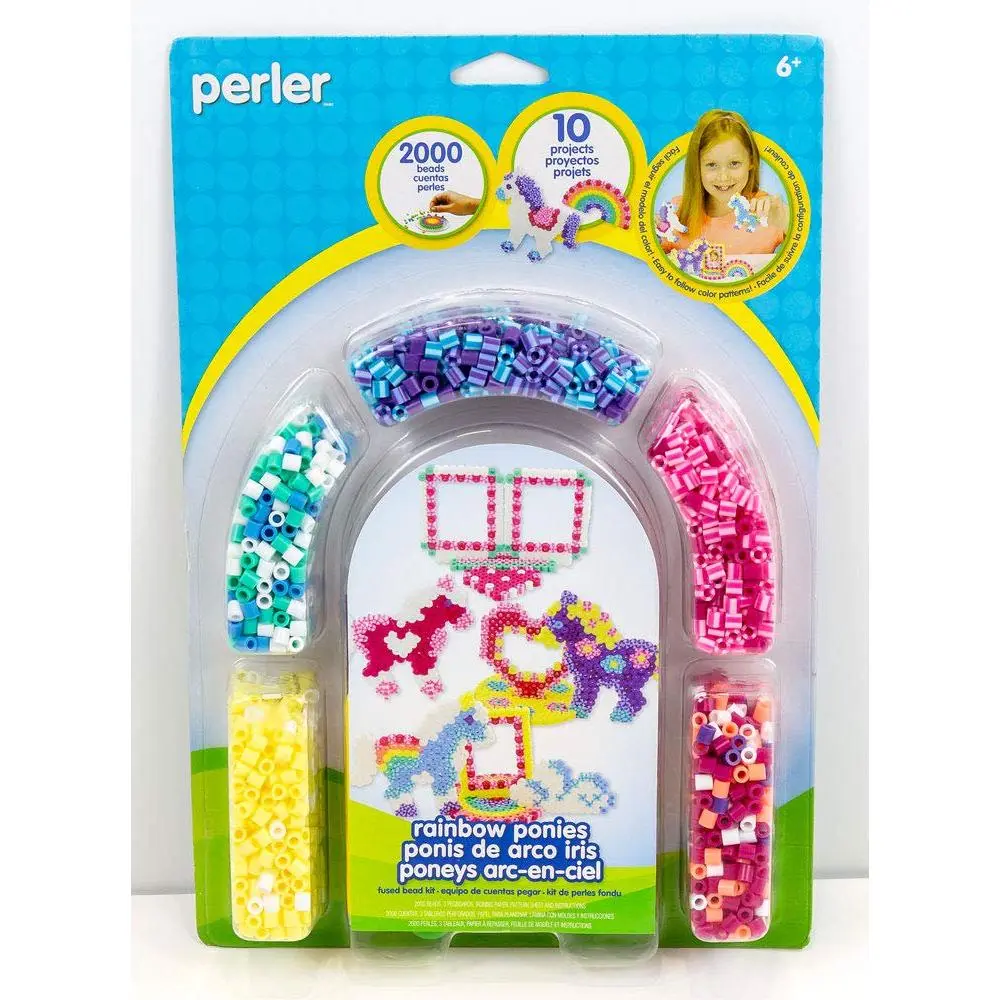 Perler Beads Rainbow Pony Fused Bead Kit Beads for Girls, 2000 pcs