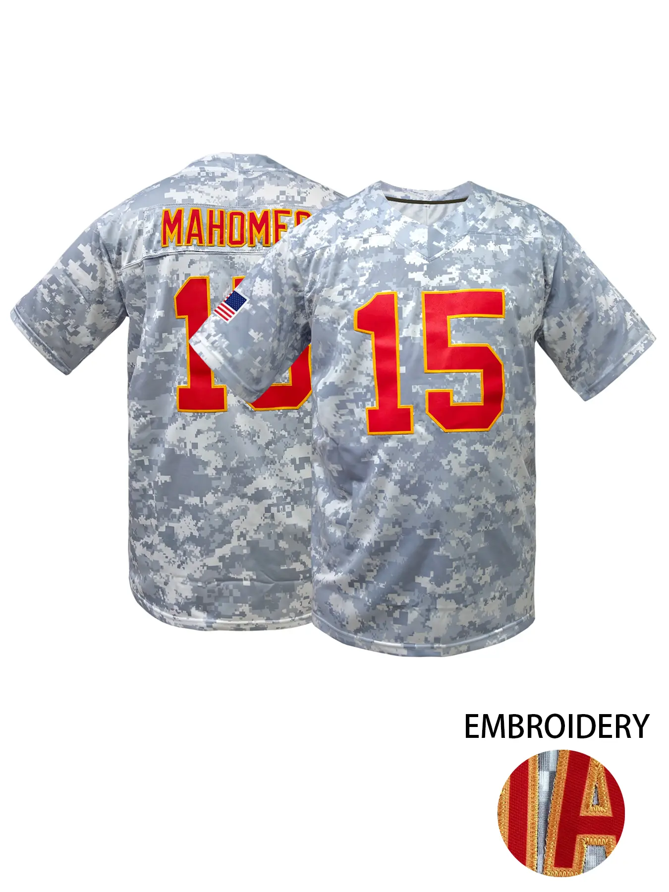 Men's Chief #15 Football Jersey, V Neck Embroidered Pullover, Breathable Loose Fit Short Sleeve Top, Casual Outdoor Sport Wear, Sports Top, Jersey Tops, Football Shirts