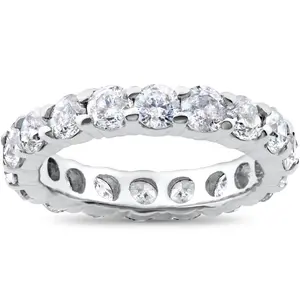 3ct Real Diamond Eternity Wedding White Gold Ring
