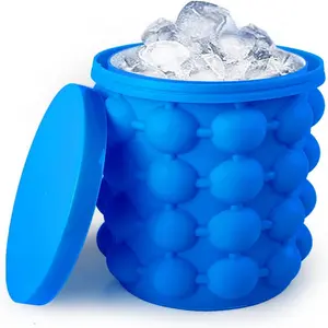 Matsushino Ice Cube Mold, Silicone Ice Bucket Ice Cup with Lid (2 in 1), Press Type Easy-Release Ice Trays Ice Cube Maker for Frozen Cocktail, Whiskey, Beverages Drink Utensils