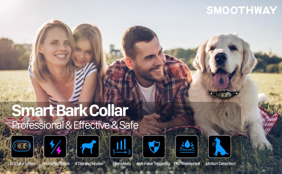 Anti Bark Collar for Dogs Automatic No Shock Humane Dog Training Collar, Rechargeable Smart Barking Control with 4 Sensitivity Levels for Small Medium Large Dogs, IP67 Waterproof Outdoor Use