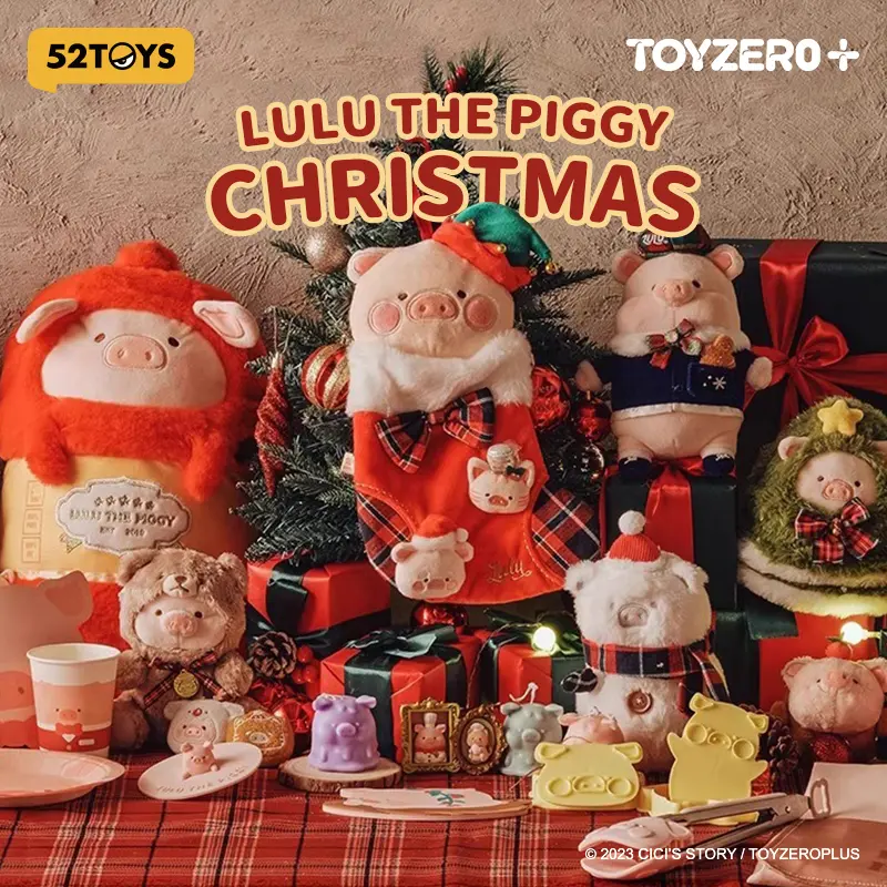 52TOYS LuLu the Piggy Christmas Kawaii Creative Gift Room Decor Desktop Decoration Gift for Birthday Party Diy Ornament Dining Table Centerpiece