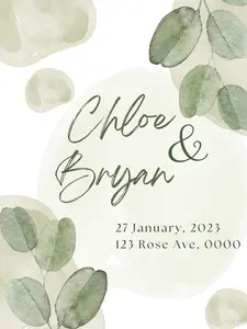 Leaves Acrylic or Paper  Wedding Invitation