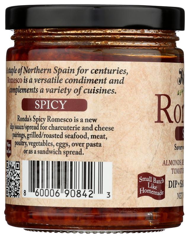 Spicy Romesco Dip/Sauce/Spread/Topping 9oz Jar