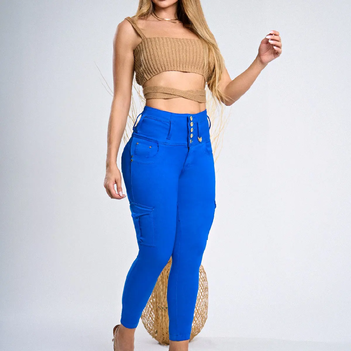 GOLDENHEARTJEANS Women's Skinny Cargo Jeans with High Waist and Tummy Control, High-Stretch Denim Fabric that Fits to Flatter, Features Booty Lift and Built-in Panty Support, All-Seasons Holiday Style Clothes, Bottoms