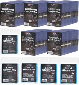 BCW Card Sleeves and Toploaders for Card Combo - 500 Count | Premium Top Loaders and Acid-Free Penny Sleeves | Great for Football, Magic: The Gathering, Pokémon, and Baseball Card Protectors