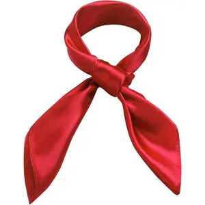 Women Silk Feeling Scarf 23.6'' Solid Color Square Satin Scarf Neck Head Bandana for Halloween Costume Accessory