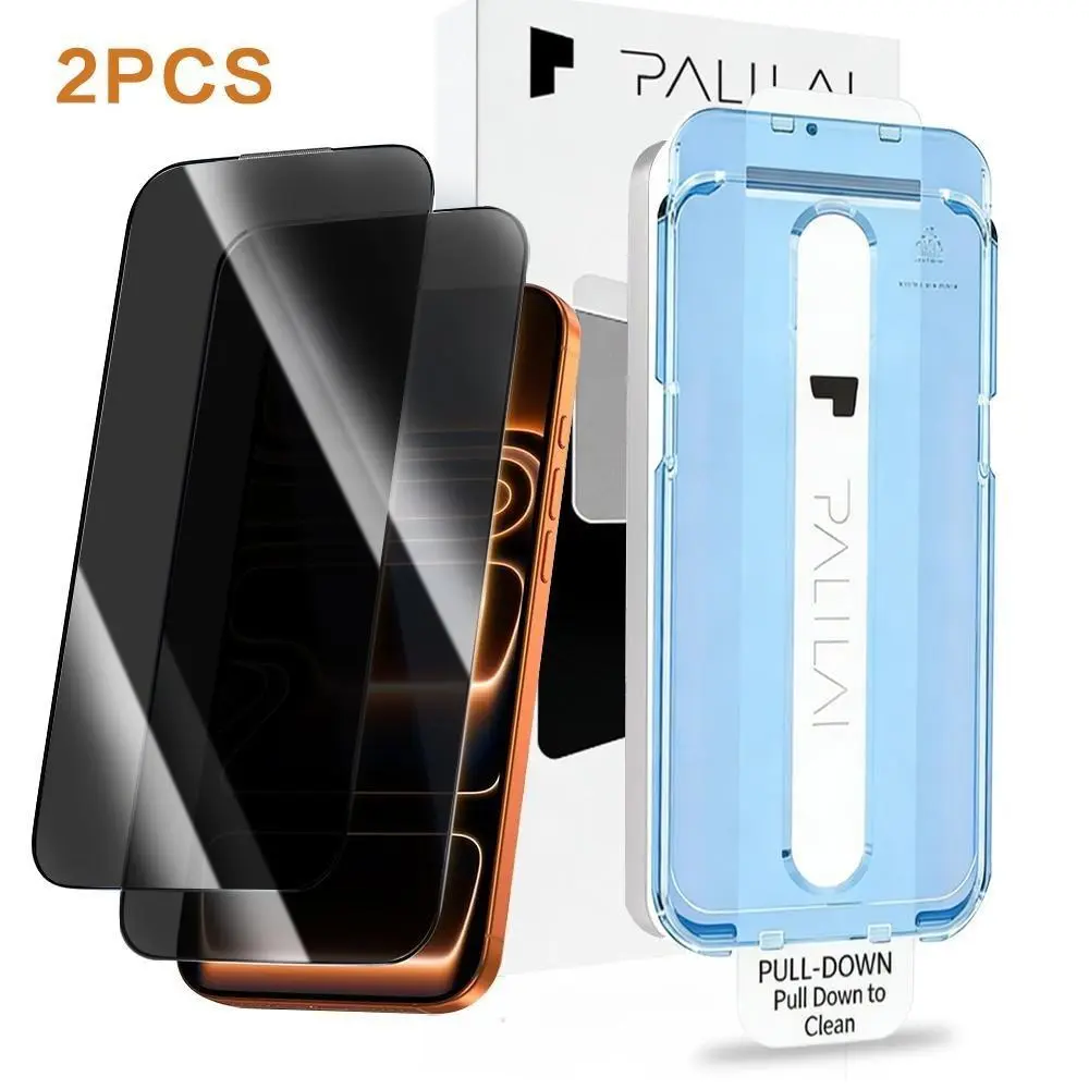 2-Pack Privacy Screen Protector for iPhone 17/16/15/14/13 Pro Max/Plus/Air/E - Full Coverage 28° Anti-Spy Tempered Glass, 9H Hardness, Bubble-Free Installation