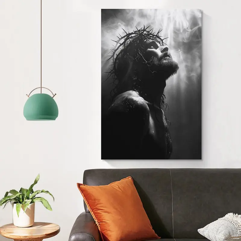 Jesus Christ Portrait Canvas Print Religious Wall Art Bible Print Spiritual Canvas Living Room Decor Canvas Print wall decor
