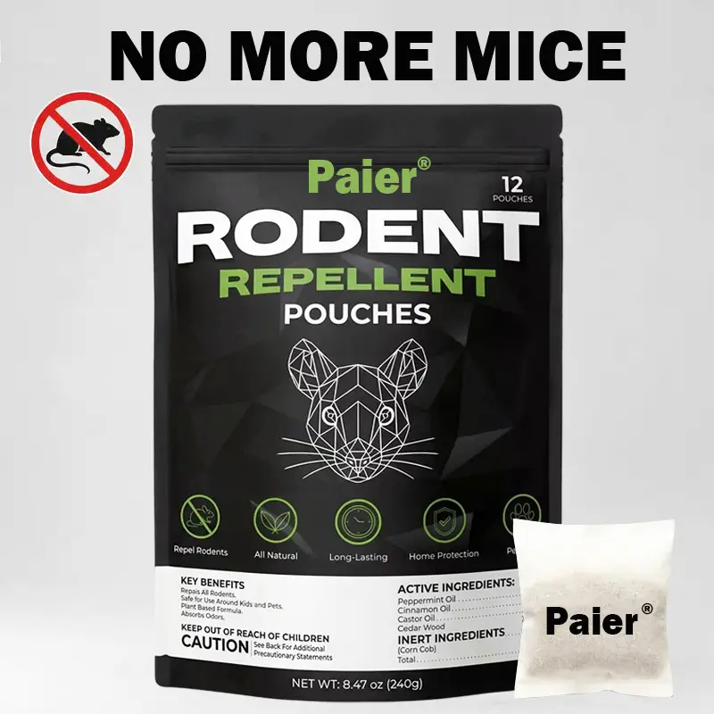 PAIER Rodent Repellent Pouches (12 Pouches) – Natural Rodent Repellent with Peppermint & Cinnamon Oils, Kids and Pets Safe Rodent Repellent, Long Lasting Rodent Control