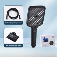 Square shower set faucet black