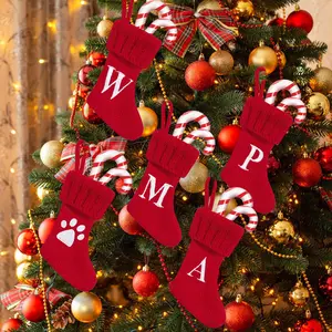 Christmas Stocking Knit Initial Christmas Socks For Family Farmhouse Monogram Letter Christmas Stockings Christmas Decorations