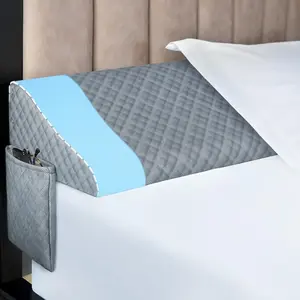 Size Pillow Wedge for Headboard Gap Bed Gap Filller (0-8") Mattress Space Filler Pillow Stopper with 2 Side Pocket Triangle  Pillow Wedge Between Headboard Mattress(Grey, 60"x10"x6")