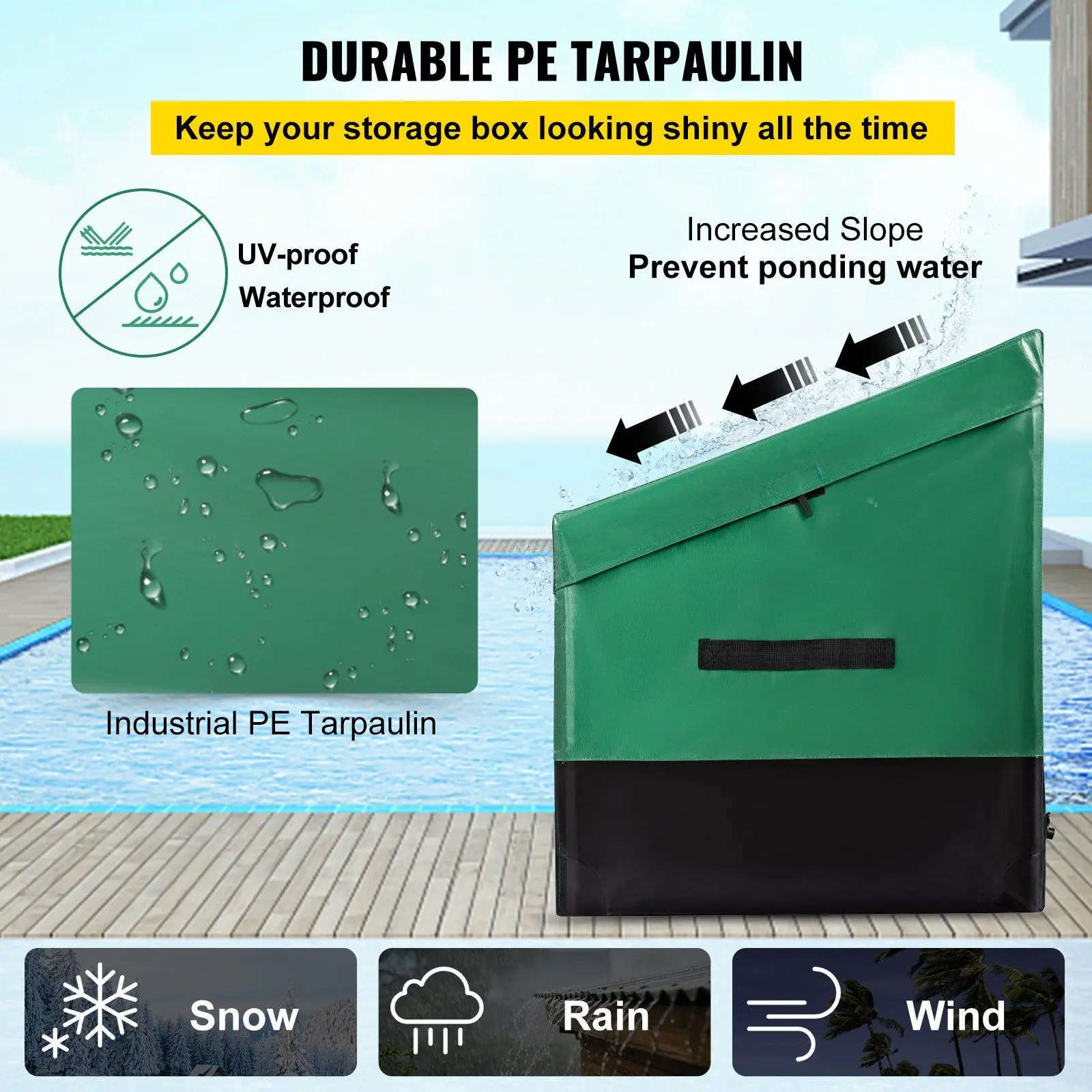 230 Gal Rectangular Outdoor Patio Deck Storage Box - Spring New Arrival, Waterproof PE Tarpaulin, Galvanized Metal Hand Tool & Hardware Storage Solution, 230 Gallon