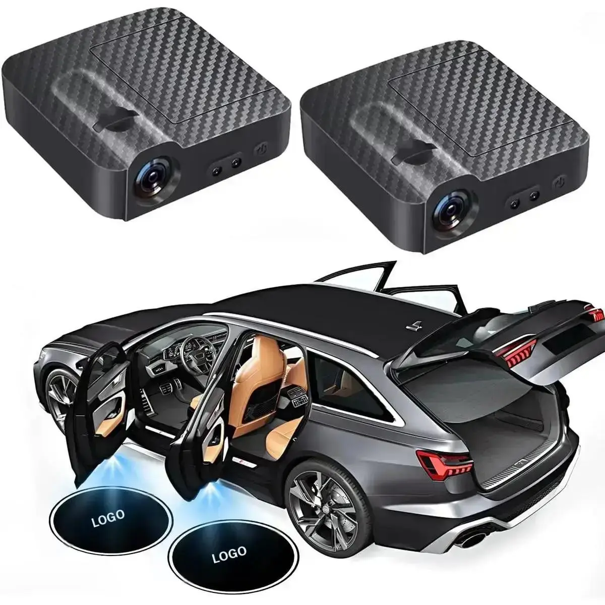 2-Piece Car Door Welcome Lights, Battery Powered HD LED Entry Lighting (no Batteries Included), Universal Fit for Sedans & Suvs, Car Decorative Light, Interior Led Vehicle