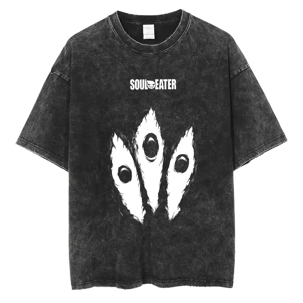 Japanese Manga Soul Eater T Shirt Hip Hop Y2k Tshirt Vintage Washed Streetwear Men Women Clothes Oversized Pure Cotton Tee Shirt 1 ,fathersdaygift