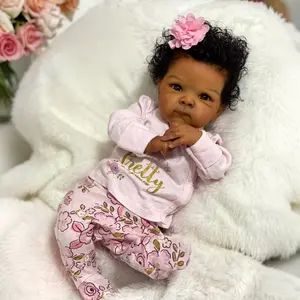 Reborn Baby Doll Black Girl 18 Inch Realistic Lifelike African American Newborn Handmade Doll with Real Life Soft Weighted Body and Accessories
