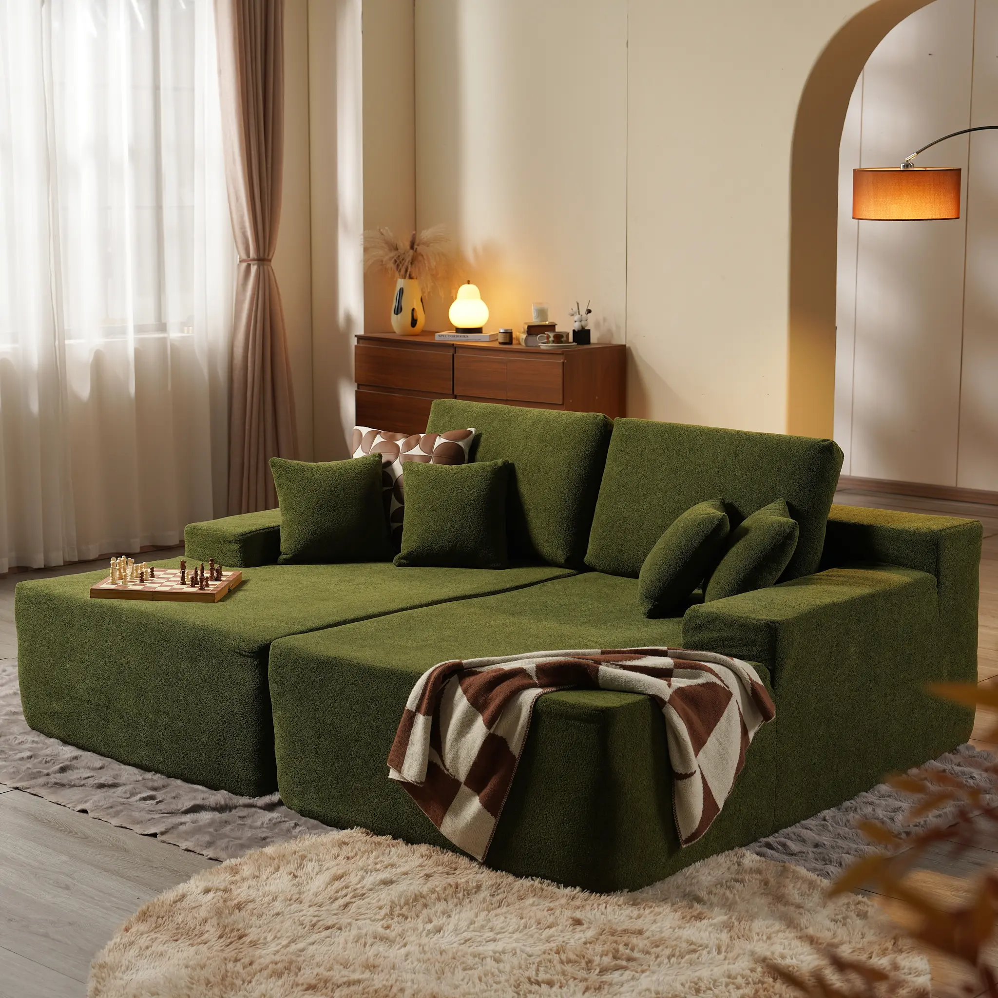 81" Oversized Green Cloud Velvet