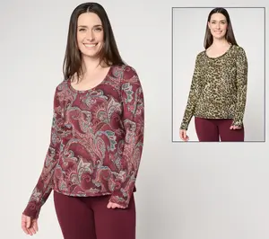 Attitudes by Renee Reversible Ballet Neck Casknit Top